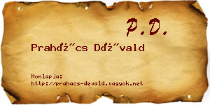 Prahács Dévald névjegykártya